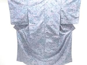 アンティーク　花模様織出し手織り紬着物